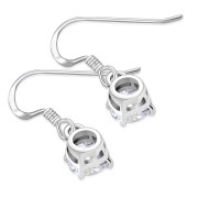 Diamond Clear CZ Sterling Silver Dangling Earrings, e435